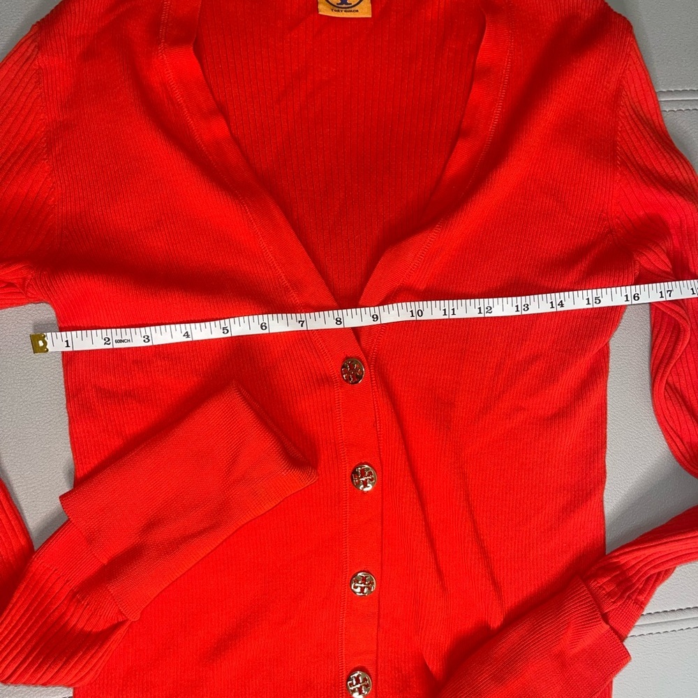 Tory Burch Red Button Down Ribbed Sweater - Picture 13 of 15